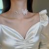 Koreaanse Retro Parel Strass Kwast Choker met Bloem Strik Design