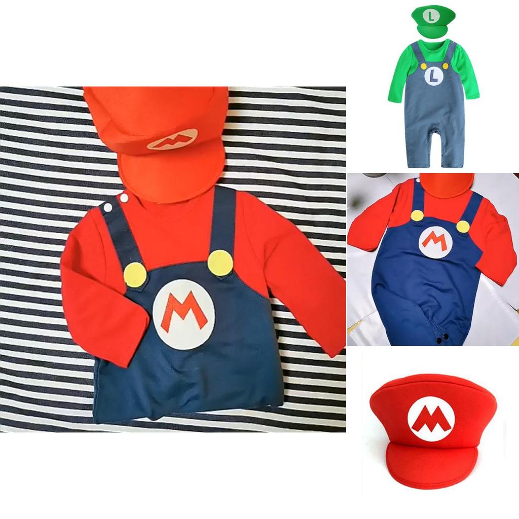 Super Mario Cartoon Cotton Onesie For Babies Cosplay Outfit For Boys And Girls