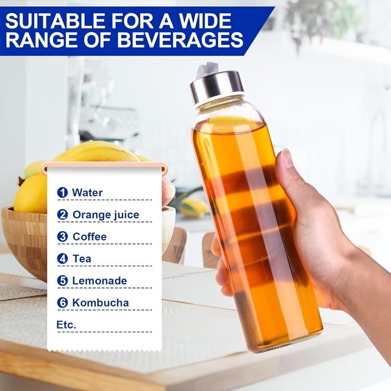 Glass Sports Water Bottle with Carrying Strap 500/750/1000ML for Vegetable Juices Fruit Juices And Coffee Include Cleaning Brush