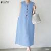 Women Casual Round Neck Summer Sleeveless Dress