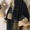 Women's Winter French Retro Faux Lambswool Lined Denim Jacket