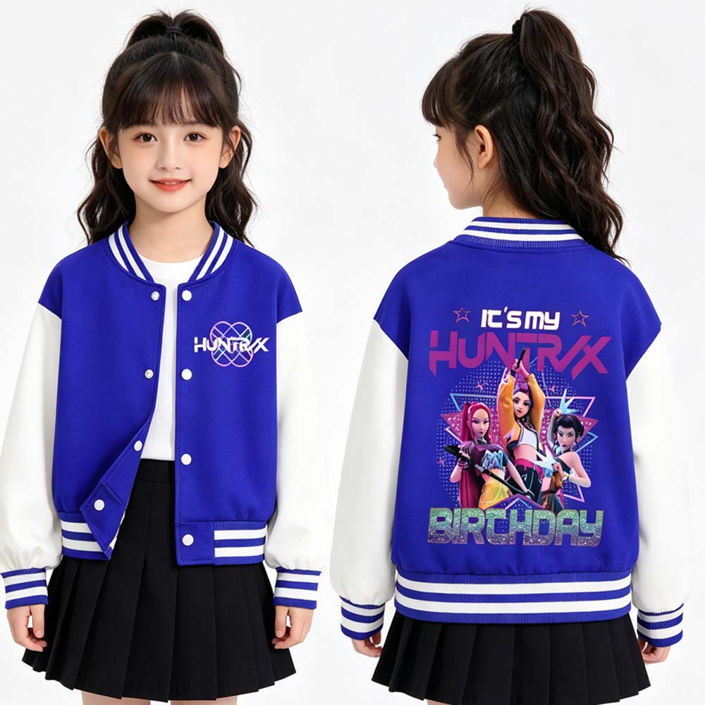 Kpop Demon Hunters Costume Zoey Mira Print Baseball Uniform Autumn Long Sleeve Jacket Coat Fans Gift For Kids