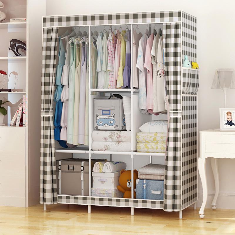 Moderne minimalistische Stoffgarderobe: Einfach zu montierender Aufbewahrungsschrank für das Schlafzimmer