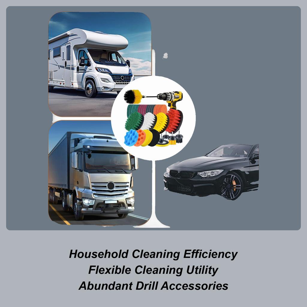 Car Brush Kit 30 Pieces Auto Care Polishing Scrub Pads Sponge Drill Brush Attachments Set For Truck Vehicle SUV Sedan Automotive