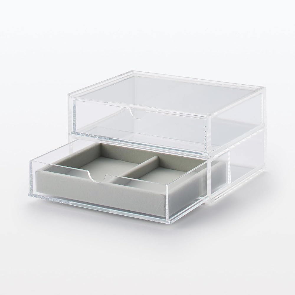 MUJI Stackable Velour Case, Vertical, for Acrylic Cases, Gray, 155cm (W) x 12cm (D) x 25cm (H),
