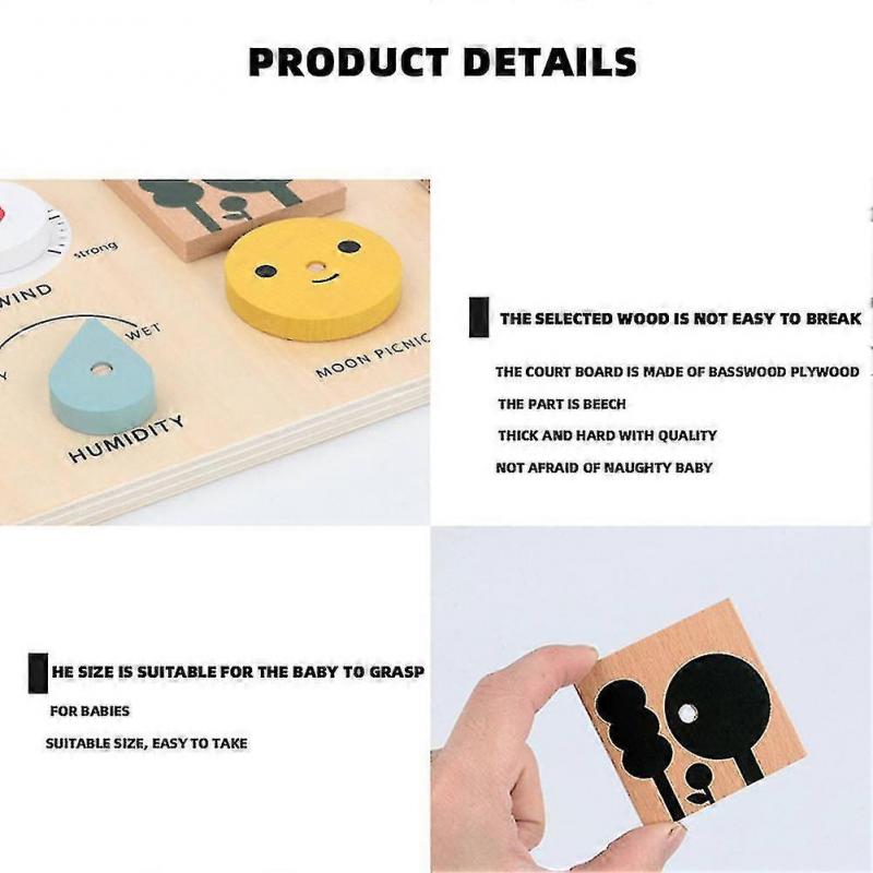 Children\\'s Wooden Weather Station Toys Weather Forecast Early Education Science Education Cognitive