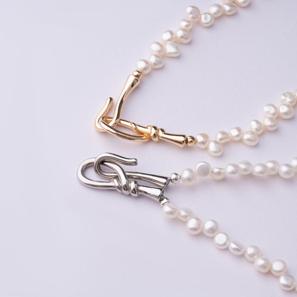 Zynzonis Freshwater Pearl Choker Gold Gift Women's Necklace, Small, 40-42cm, Clasp, Nickel-Free, Stackable,