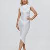 New Women's Fashion Short-sleeved, Round-neck, Form-fitting, Sun-protective Smock and Sexy Cut-out Knitted Long Dress