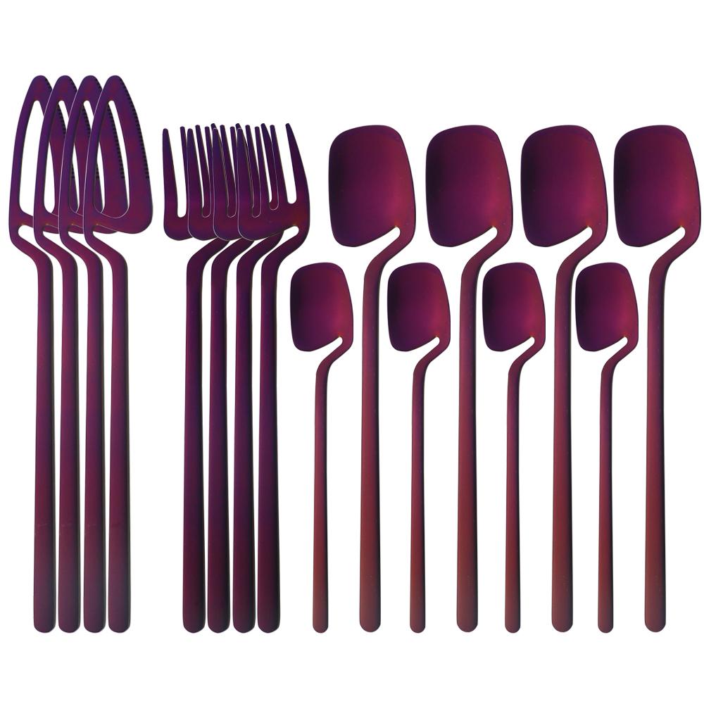 Western 16Pcs Knife Fork Spoon Dinnerware Set Matte 304 Stainless Steel Dinner Cutlery Set Party Kitchen Flatware Tableware