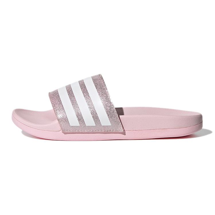 Adidas Adilette Abrasion Resistant Slip Resistant Slippers Silver Pink Kids  FY8834 35.5