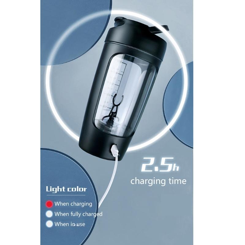 Electric Shaker Bottle 650ml Rechargeable Powerful with Powder Compartment for Smooth Protein Shakes Supplement Storage
