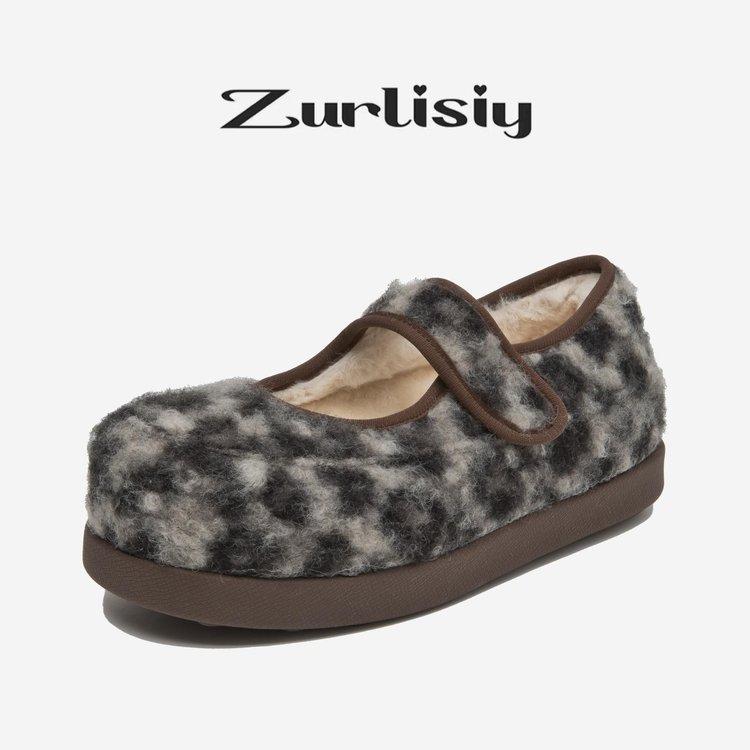 

Ugly Meier 2025 new autumn and winter Mary Jane cotton shoes women s woolen Velcro soft sole retro inner height-increasing Birkenstocks 40