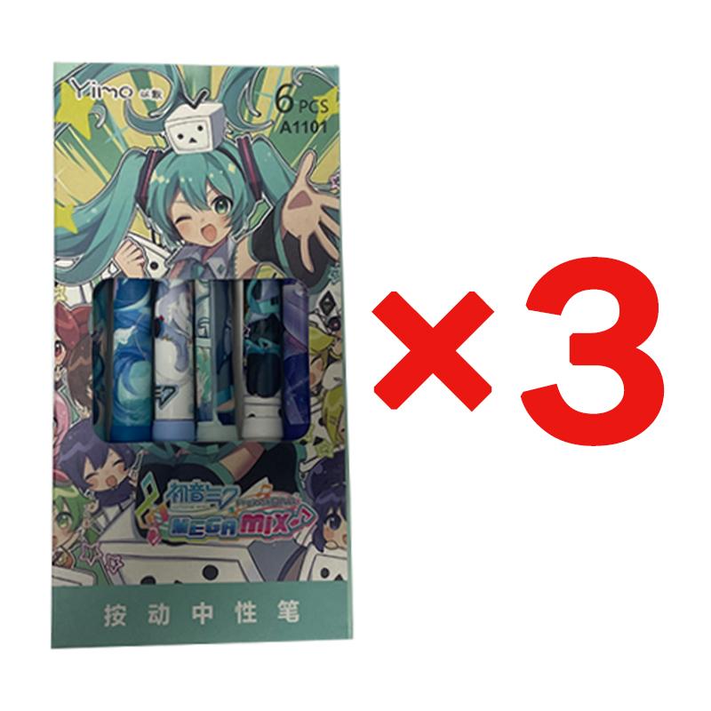 6Pcs/Set Hatsune Miku Cute Pen 0.5Mm Black Ballpoint Pen Writing School Office Students School Office Supplies Stationery