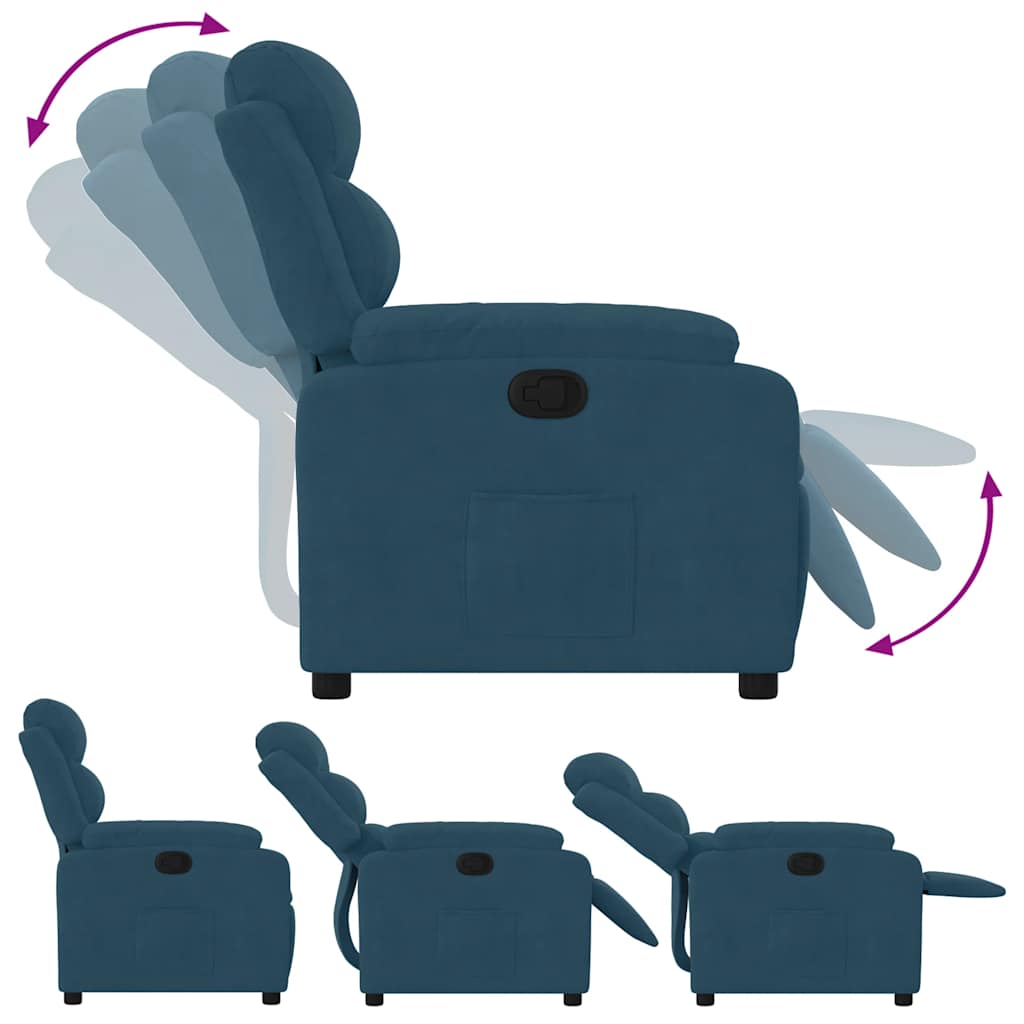Recliner Chair Blue Velvet