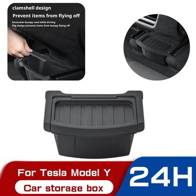 Für Tesla Model Y Juniper / Launch 2025 Aufbewahrungsbox für Rücksitz TPE Aufbewahrungsschale unter den Sitzen Mülleimer Organizer Autozubehör