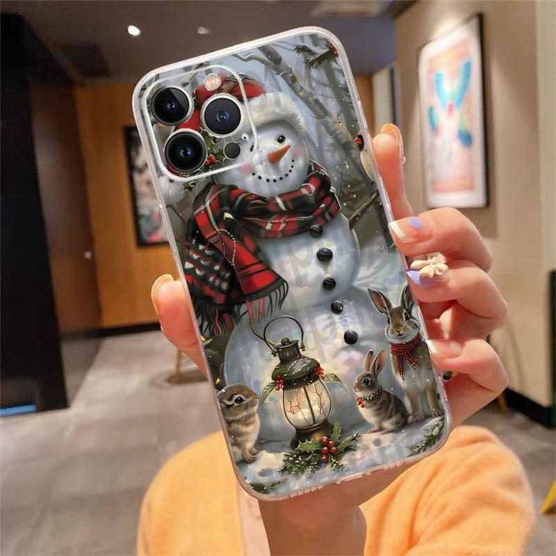 Phone Case For iphone 17 Pro Max 16 15 14 13 Pro Max 17 Air 15 16 Pro 15Plus Cute Snowman Christmas