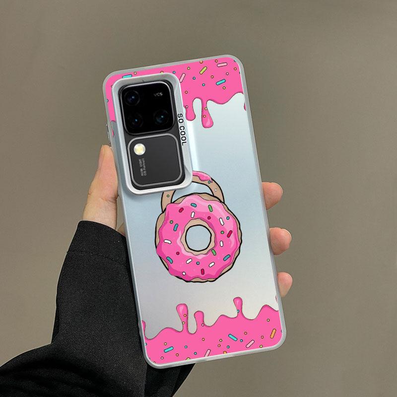 For Samsung Galaxy S21 S23 S24 FE S25 S24 S23 S22 Ultra Plus Laser Phone Case Sweet Fabulous Pink Donut Cookies Bread Cake Cover