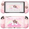 PlayVital Switch 2 Dock Compatible Protective Cover Set Compatible with Switch 2 Dock Includes Cute Silicone Grip Bear Stick Cover Goodnight Bear Pink