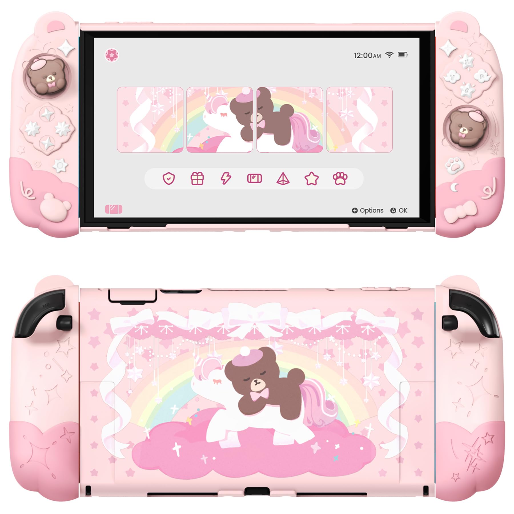 

PlayVital Switch 2 Dock Compatible Protective Cover Switch 2 Dock Compatible Switch 2 Cute Silicone Grip Bear Stick Cover Included Goodnight Bear Pink розовый