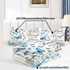 3pcs Blue Butterfly Printed Down Duvet Covers 1 Down Duvet Cover+2 Pillowcases No Core. Soft and Comfortable Bedding Set