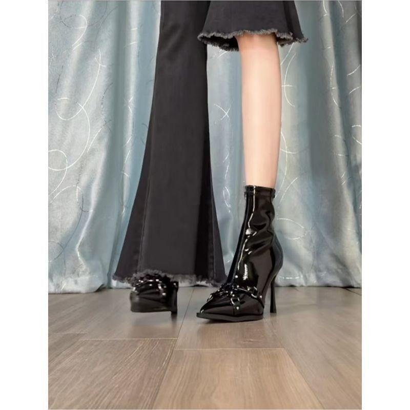 Sub single boots thin boots thin heel high heel light luxury short boots women's side zipper season