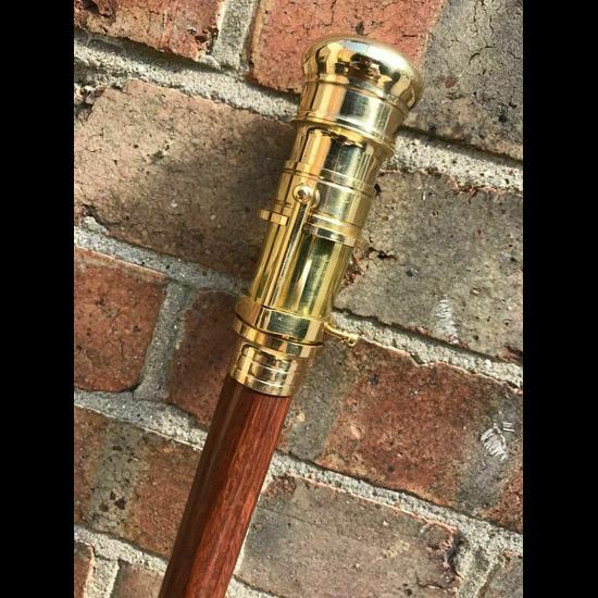 Telescope Handle Vintage Nautical Wooden Walking Stick Cane 38 Inch Long