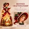 Birthday Present for Friends Christmas Carol Girl Desk Lamp, Resin Victorian Statue Night Light, European Style LED Hand Painted Figurine Gift
