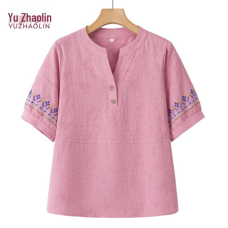 YUZHAOLIN Women s Mid-Aged & Elderly Summer Short-Sleeve Top 2XL