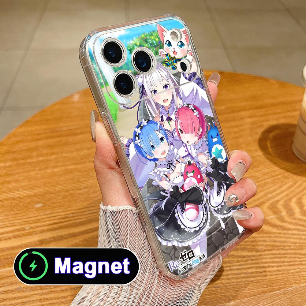 ReZero Rem Ram Clear TPU Magsafe Mobile Phone Case for iPhone 17 16 15 14 13 12 11 Air Pro Max Plus Mini Colorful Cover