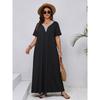 Summer Plus Size V Neck Slim Fit Long Dress Elegant Black Loose Dress For Women Fashion Comfortable Versatile Dress