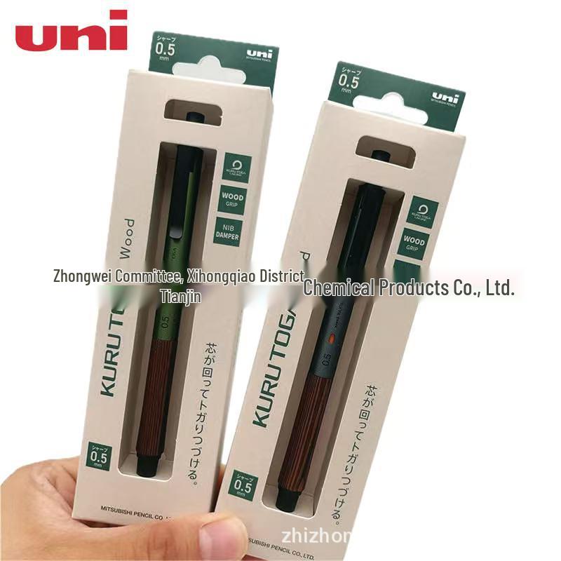 UNI Mitsubishi KuruToga Metal Barrel 0.5mm Mechanical Pencil with Wooden Grip - Black. Metal Blue Wooden Barrel