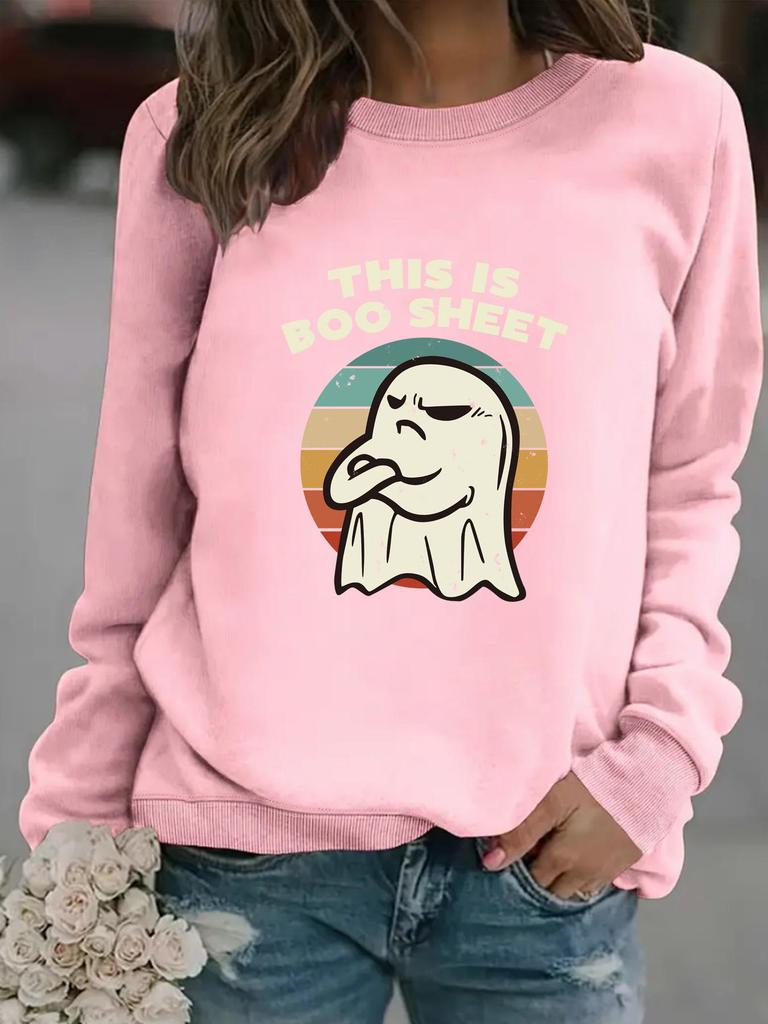 Women's Autumn/Winter Long-Sleeve Cartoon Ghost Pullover Hoodie