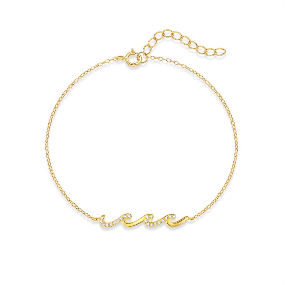 925 Sterling Silver Fashion Summer Wave Pendant Bracelet Women'S Original Design Simple High-End Bracelet Jewelry