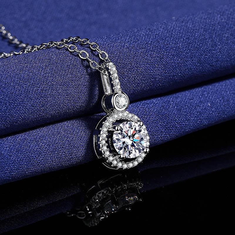 Necklace For Women Sterling S925 Silver With White Gold Plated Lab Diamond Jewelry Wedding Pendant ZircomGood product