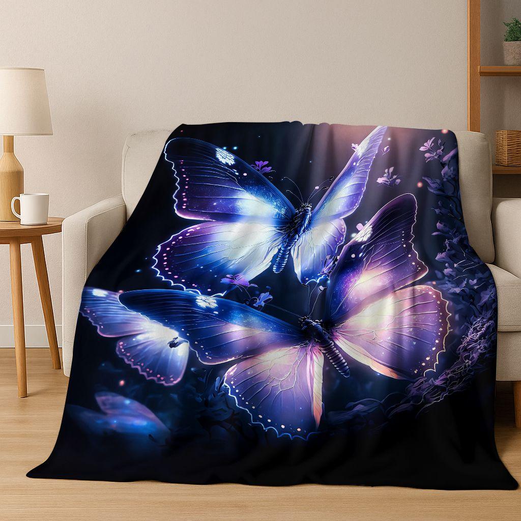 26 Style Dream Butterfly Flower Cartoon Flannel Blanket,Cozy Soft Throw Blanket for Home Bedroom Bed Sofa Picnic Cover Gift Kids