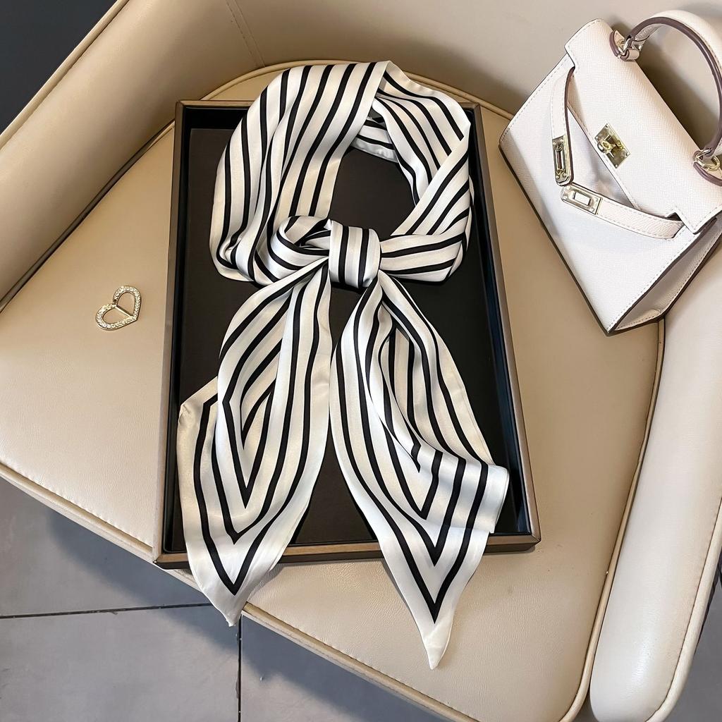 Luxury Long Neckerchief Skinny Hair Bands Women Silk Scarfs Fashion Headbands Bag Scarves Print Hairband Neck Scarf For Ladies