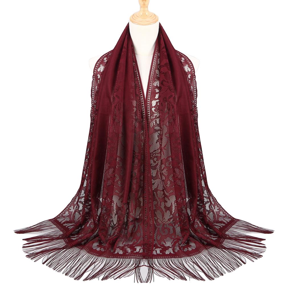 60x170cm Lace Fringe Hijab, Headscarf Shawl for Women