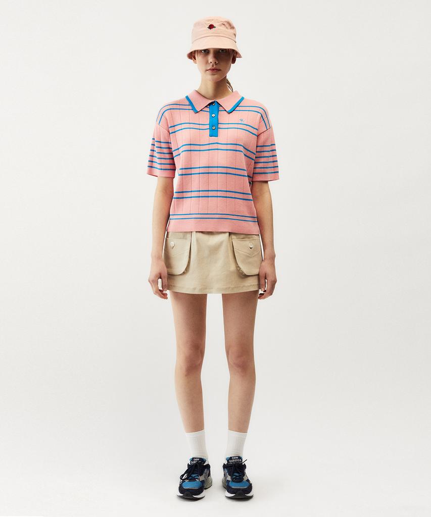 MAYOL Cotton Contrast Cargo Skirt_Warm Beige