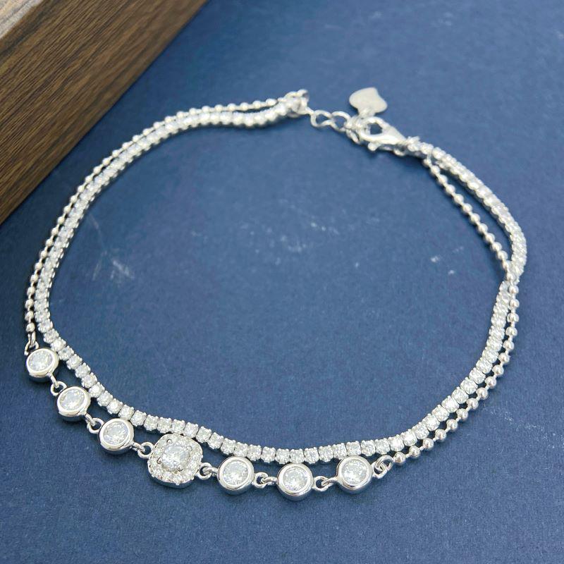 S925 Sterlingsilber Rundes Diamant-Blasenarmband - Nischendesign, Schlichter & Luxuriöser Verstellbarer Damenschmuck