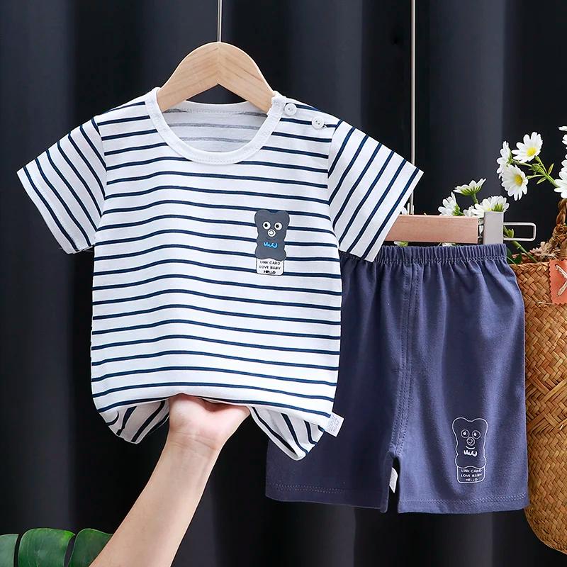Kids Clothes Set Baby Boy Girl T-Shirt + Shorts Summer Clothing Cotton Cartoon Casual Boys Tracksuit Children Baby Clothes Set