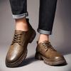 Men's round toe leather shoes Minimalist and versatile style Party Outdoor casual business casual men's Daily Office work shoes
