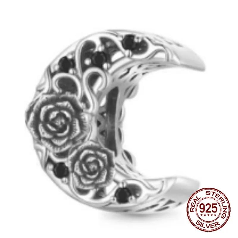 Inlaid Zircon Charm Beads Copper Color Love Heart Snake Dangle Fit Original Bracelet Charms Pendant Jewelry