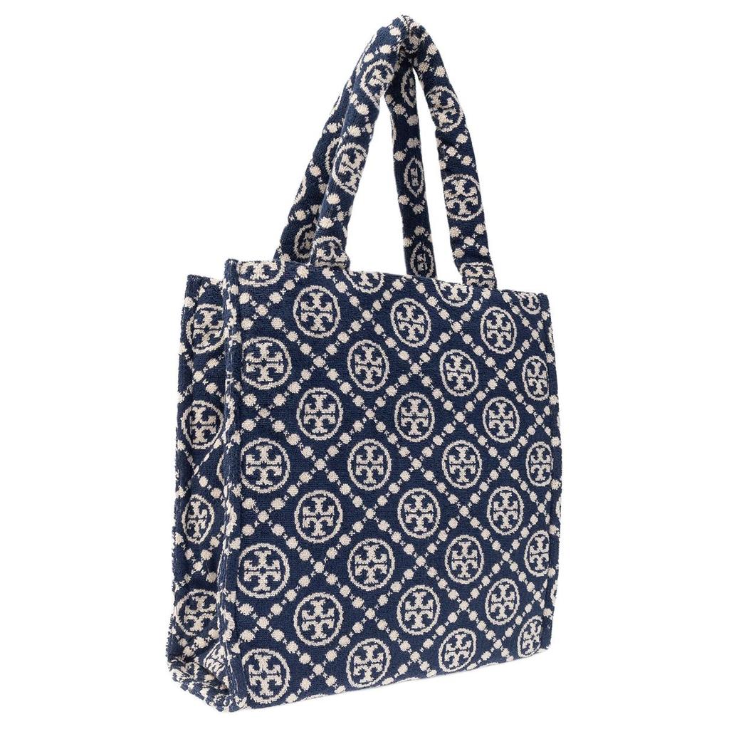 Tory Burch T Monogram Double T Logo Diamond Pattern Large Capacity Commuter Tote Bag Women Tote Navy-Blue 149296-405