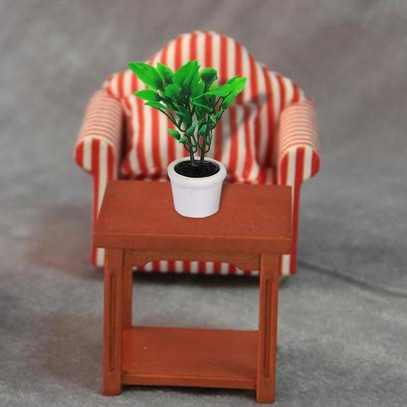 3Pcs 1/12 Green Plant In White Pot Miniature Dollhouse Garden Accessories