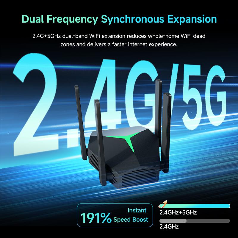 5Ghz 1200M WiFi Extender Long Range Wireless WIFI Booster AC1200 Adapter 1200Mbps Wi-Fi Amplifier 802.11N WiFi Signal Repeator