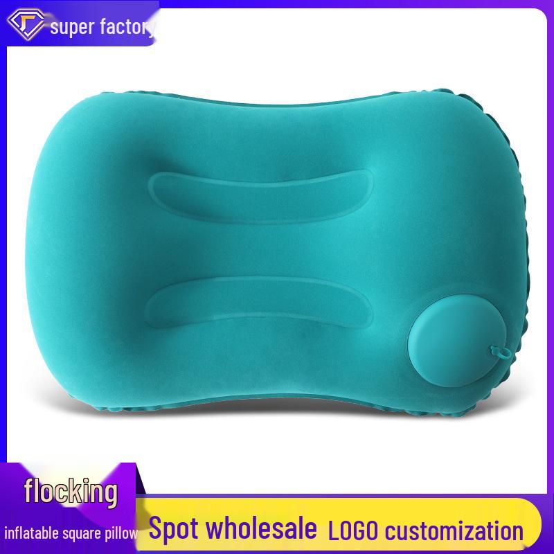 Flocked Inflatable PVC Travel Pillow for Camping and Outdoor Naps