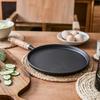 Thickened Cast Iron Flat Bottomed Pan Non-Stick Pancake Cooking Pot Home Use Wood Handle for Stuffed Pancakes And Handheld