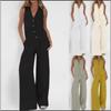 Fashion Vest, Pants, Patchwork, Cotton and Linen Casual Suit for Women
