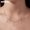 WOSTU Layered 925 Sterling Silver Cubic Zirconia Necklace For Women Sparkling Crystal Stacking Choker Links Vacation Party Gift
