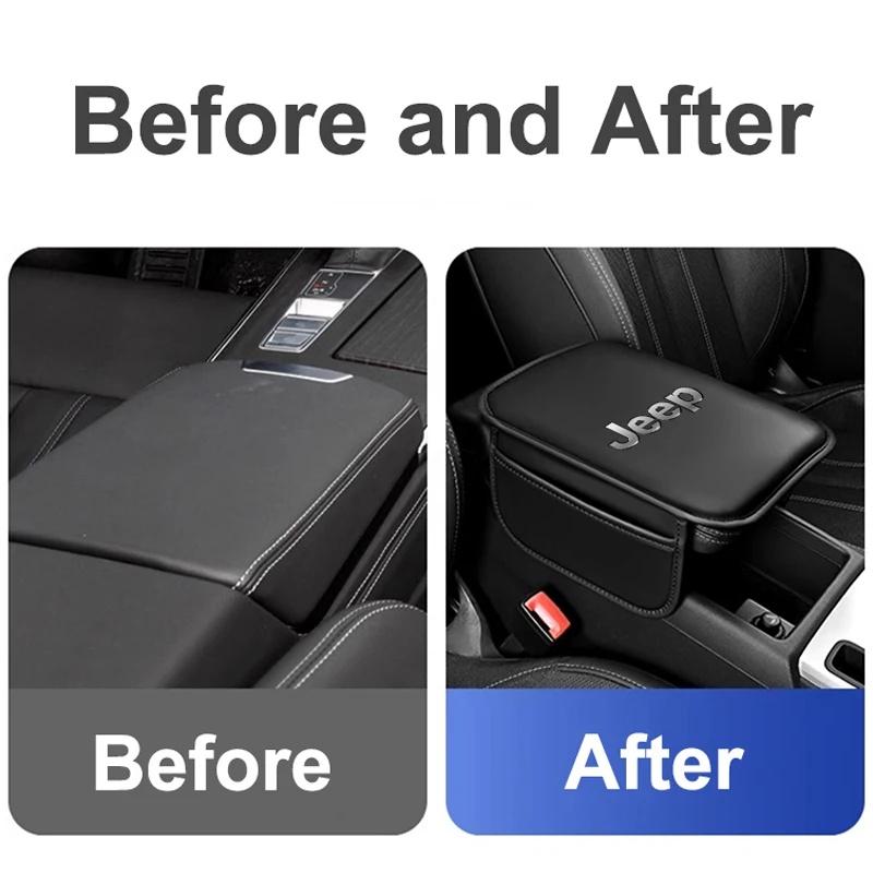 Comfortable PU Leather Car Center Console Armrest Pad for Jeep Renegade Wrangler JK JL Grand Cherokee Auto Interior Accessories ALV1